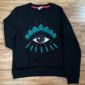 Kenzo Black Sweatshirt with Teal & Pink Eye Motif